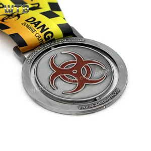 zombie antique silver spinning medal