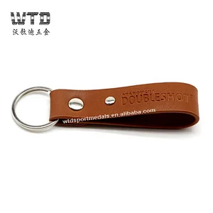 brown pu leather keychains