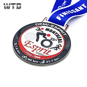 triathlon finisher gun black medal