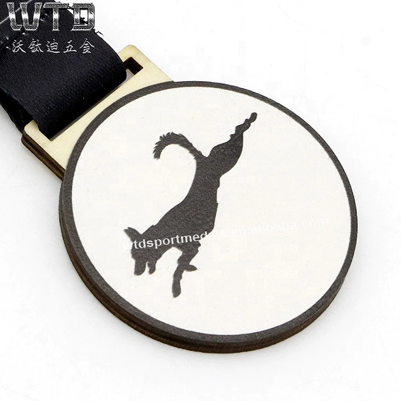 Blank Sports Wooden Medal with Ribbon