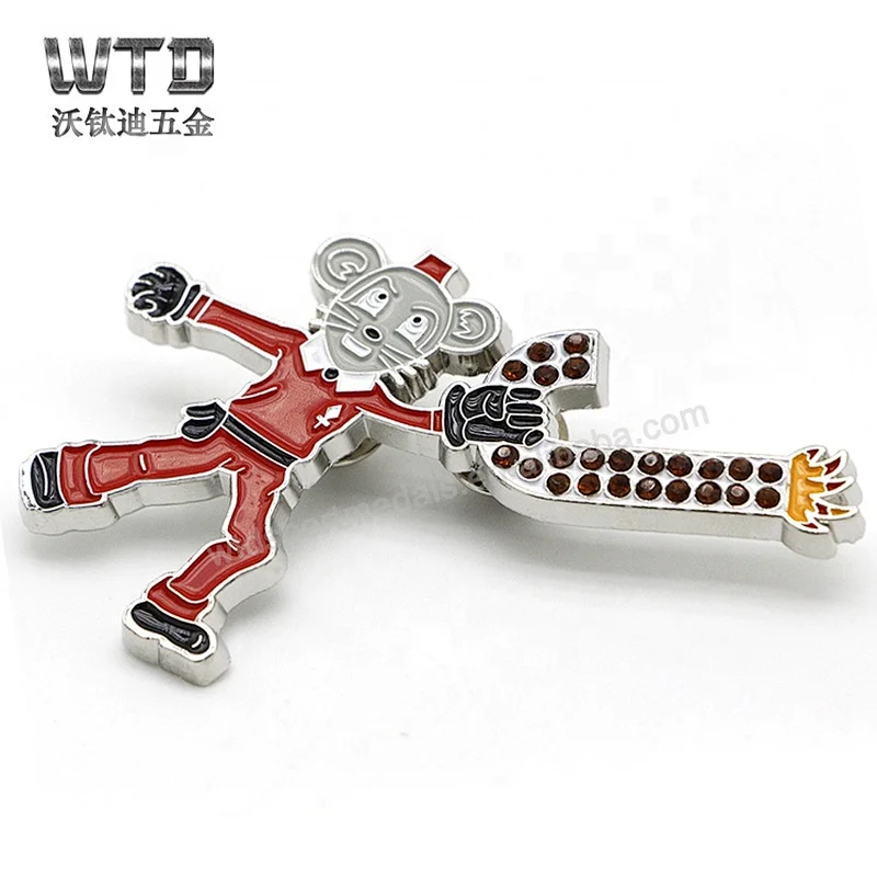 lapel pin badge with red stones