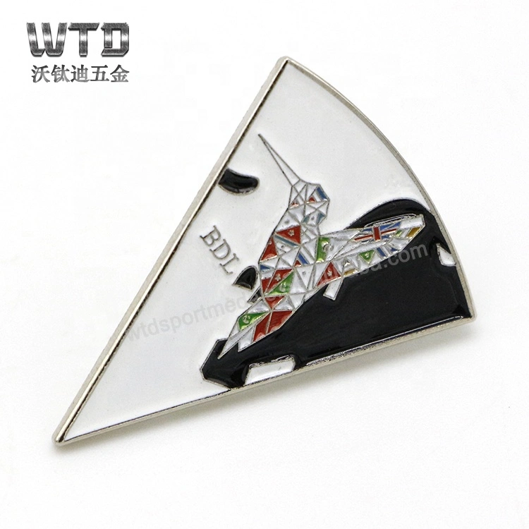 Silver enamel lapel pin with epoxy