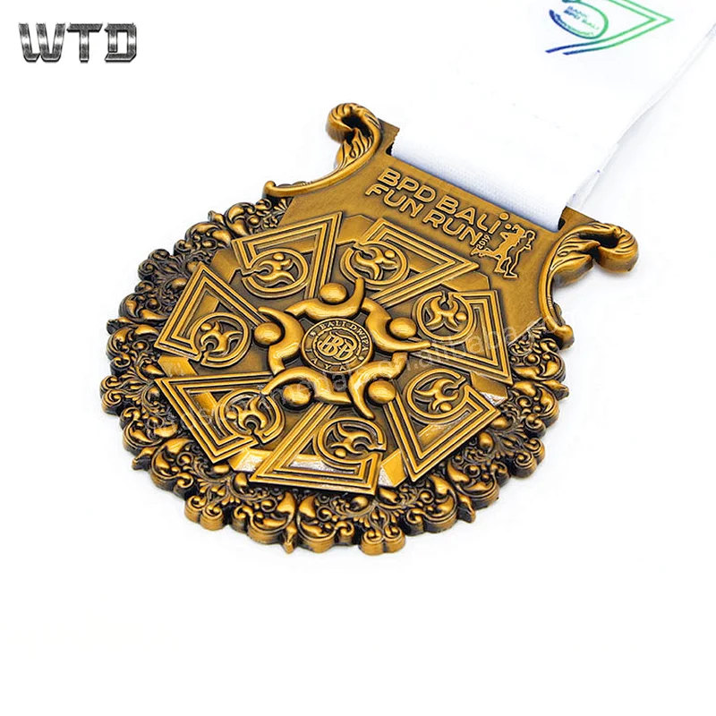 custom antique gold running medals