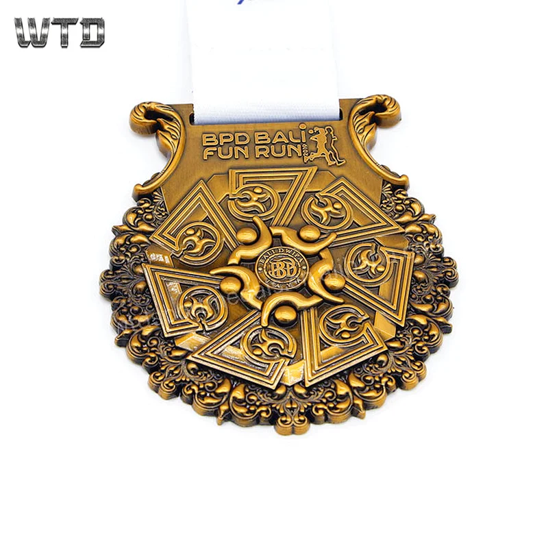 custom antique gold running medals