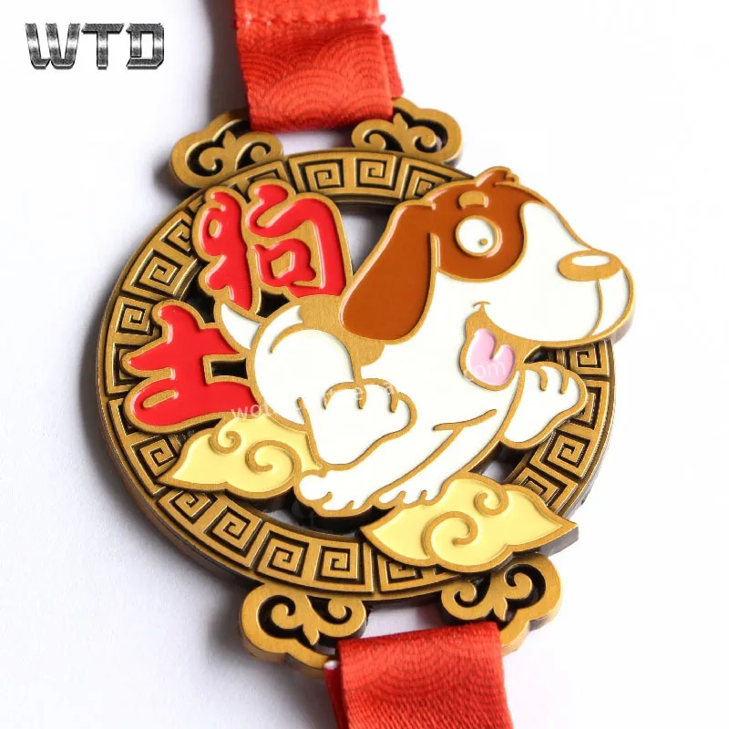 cute dog shape animal sports medals