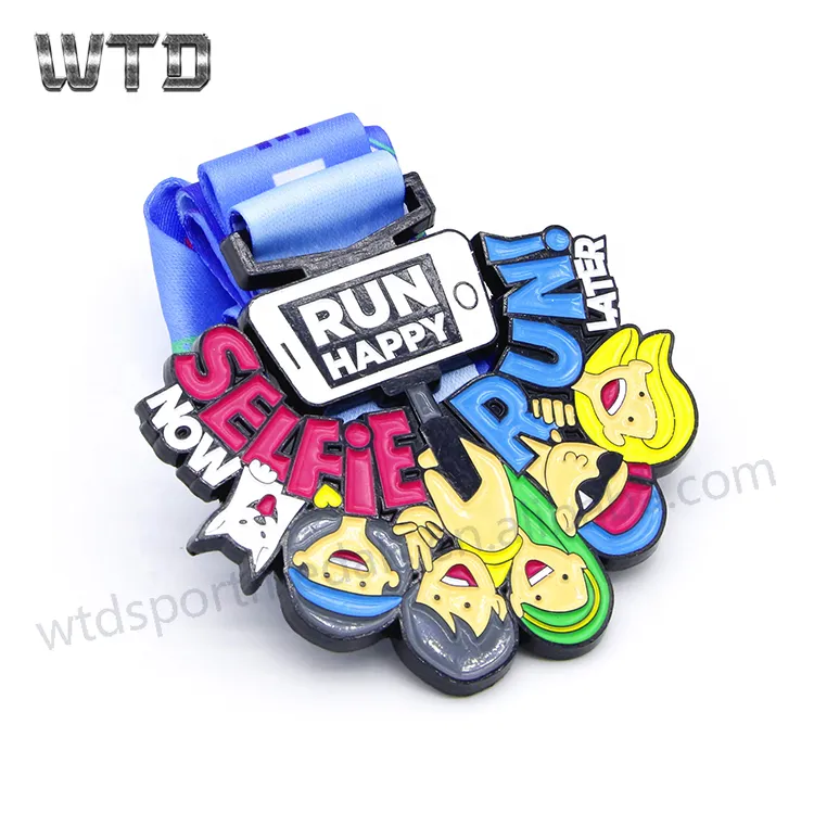 cartoon figure soft enamel medals with ribbon