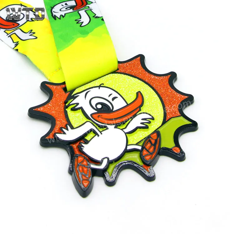 cute duck goose kids cartoon glitter medal