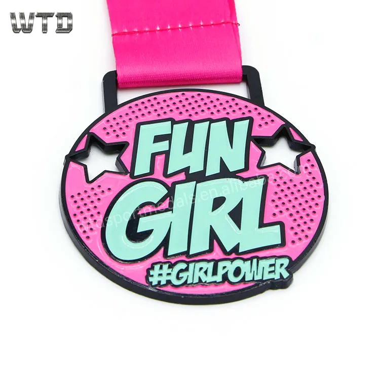 Zinc Alloy Girl Design Black Marathon Medals
