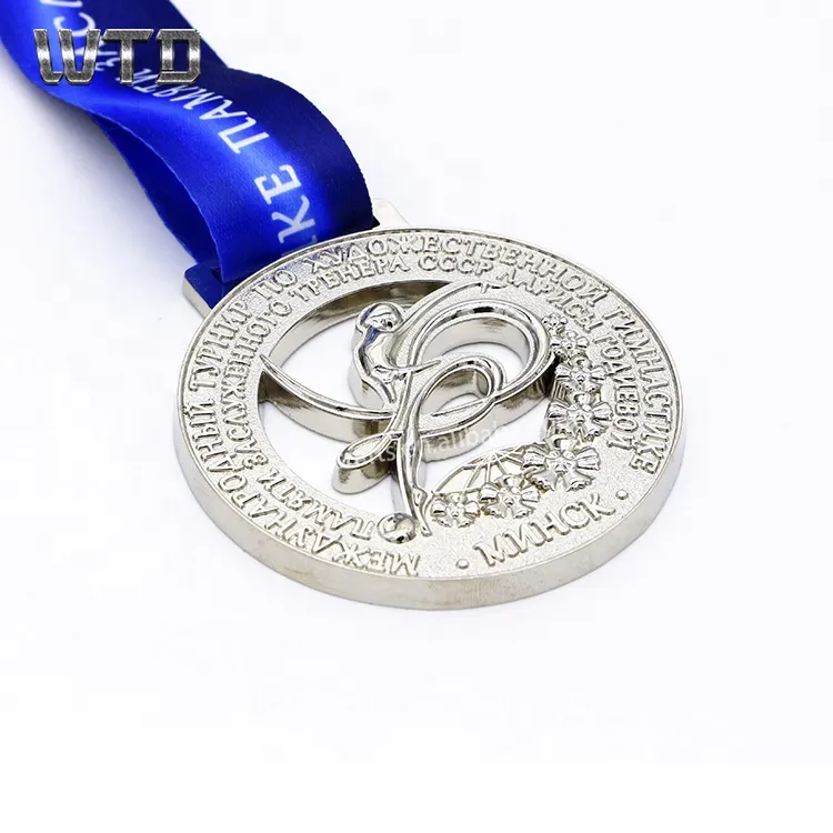 gold silver bronze marathon finisher medal with ribbon