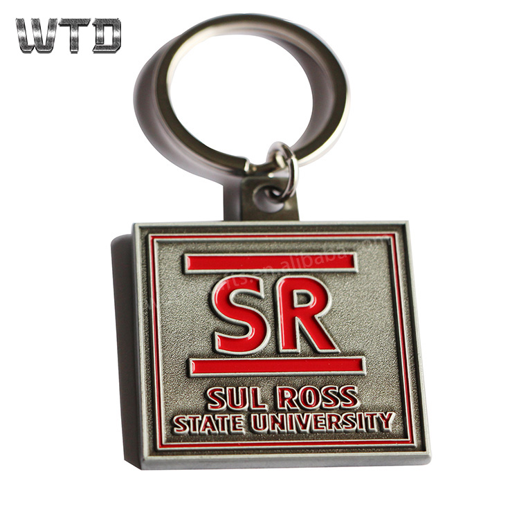 Antique Silver enamel metal Keychain