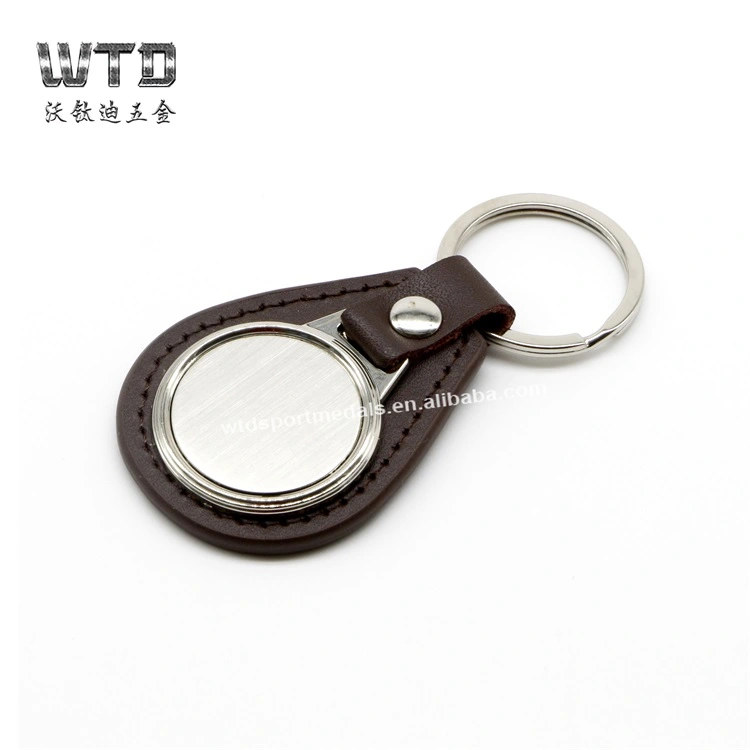 Cheap Embossed Engraved Genuine Leather Keychain