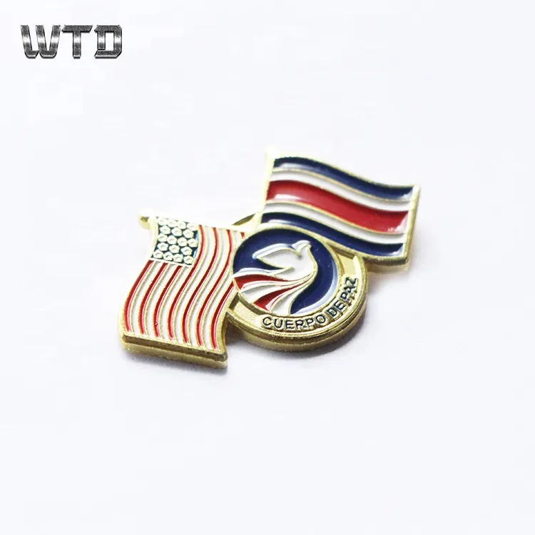 High quality soft enamel gold flag lapel pin