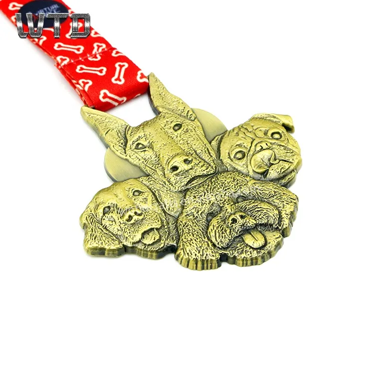 zinc alloy 3D Cute Dog Medal