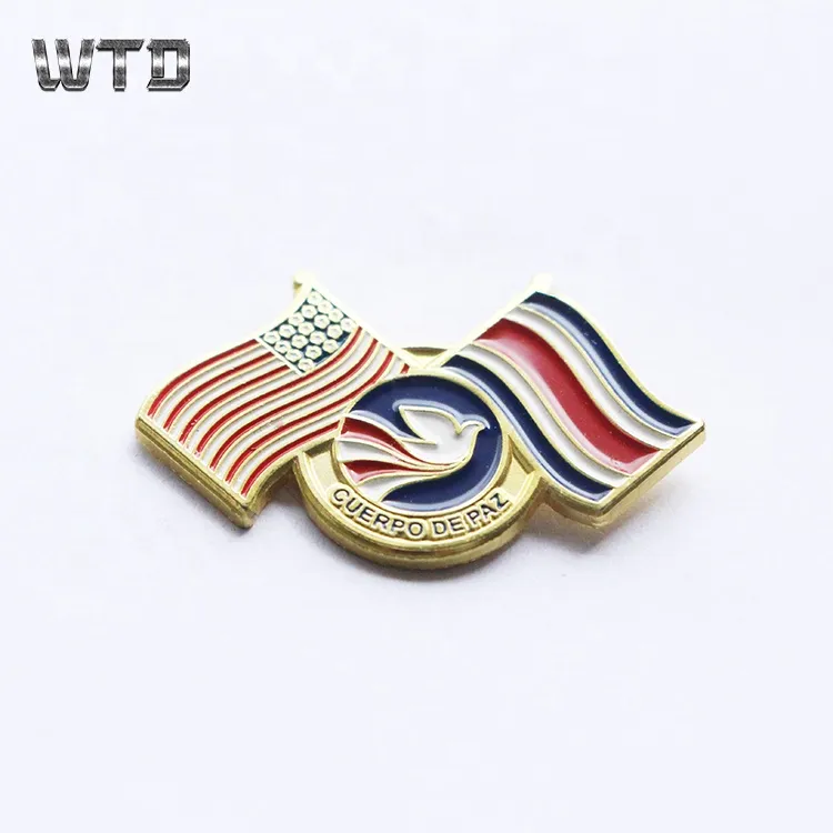 soft enamel gold flag lapel pin with magnet