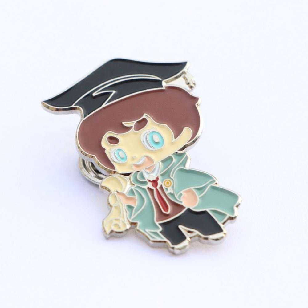 custom graduation enamel silver badge