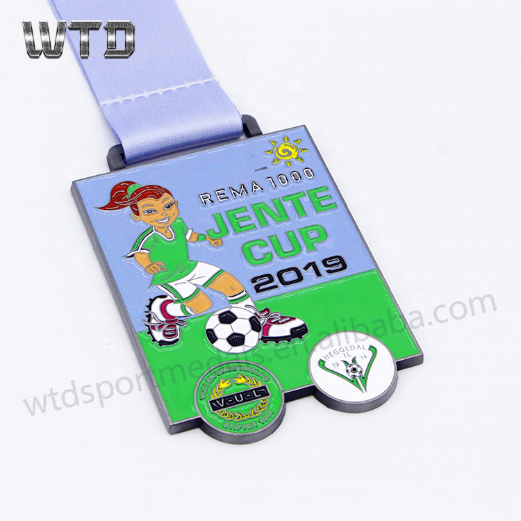 kids football award metal medal with tape
