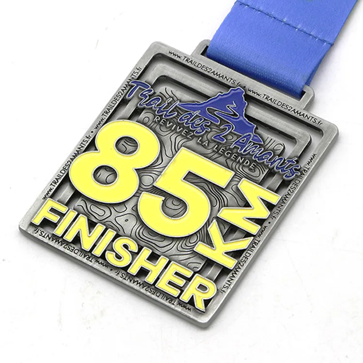 antique silver 85km train finisher medal