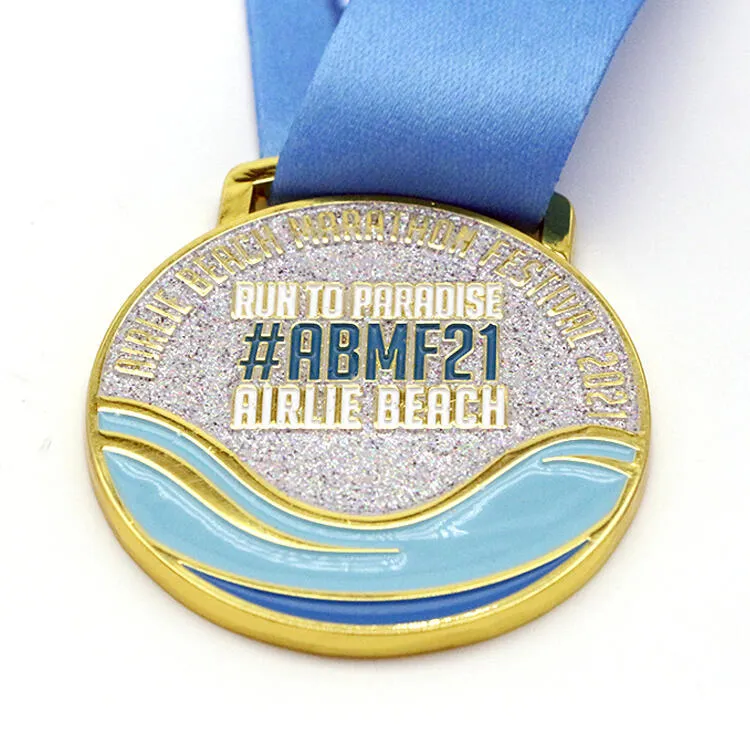Round shaped glitter medals for sale