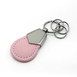 Pink Round Leather  Keychain
