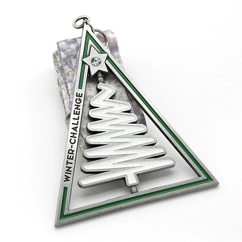 Hollow Out Christmas Tree Spinning Medal