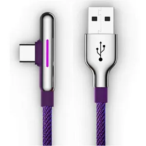 usb a - type c  zinc alloy braided 90° cable