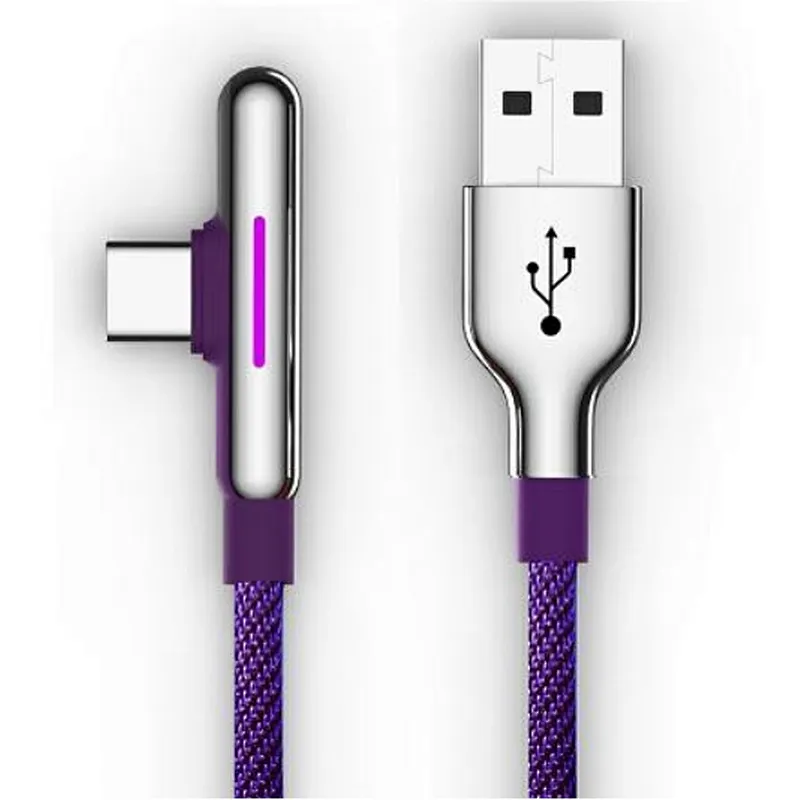 usb a - type c  zinc alloy braided 90° cable