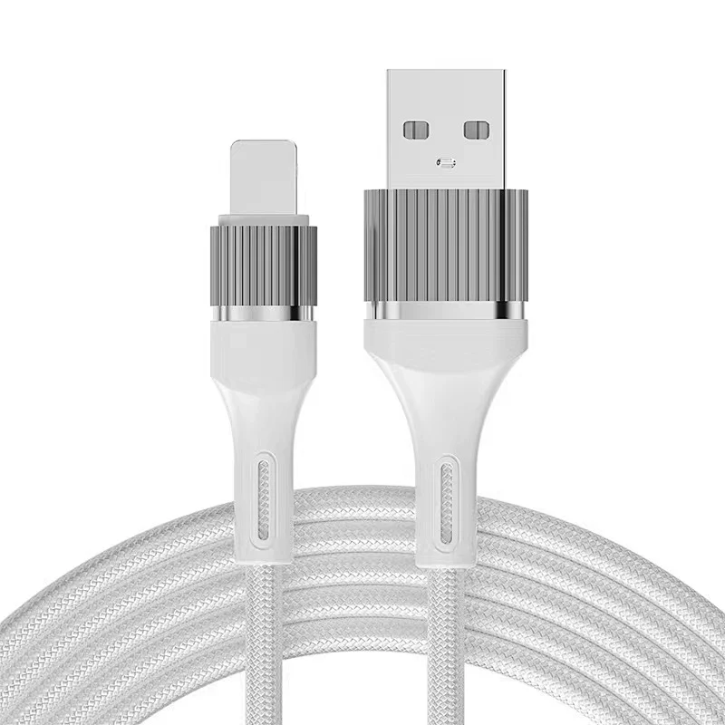 usb a -lightning braided aluminum alloy white cable