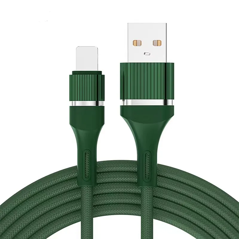 usb a -lightning braided aluminum alloy green cable