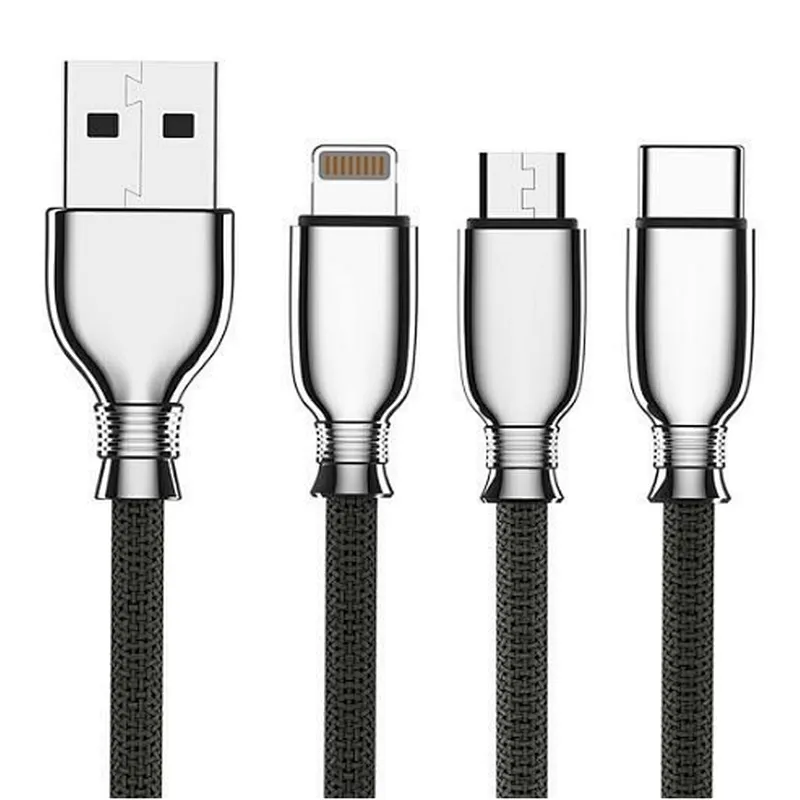 usb a -micro type c lightning  braided cable