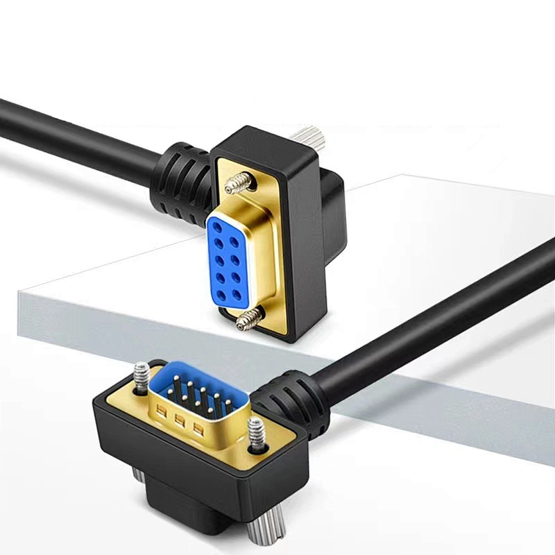 OEM 270 degrees DB9P 90 degrees cable RS232 extension cable gold plated