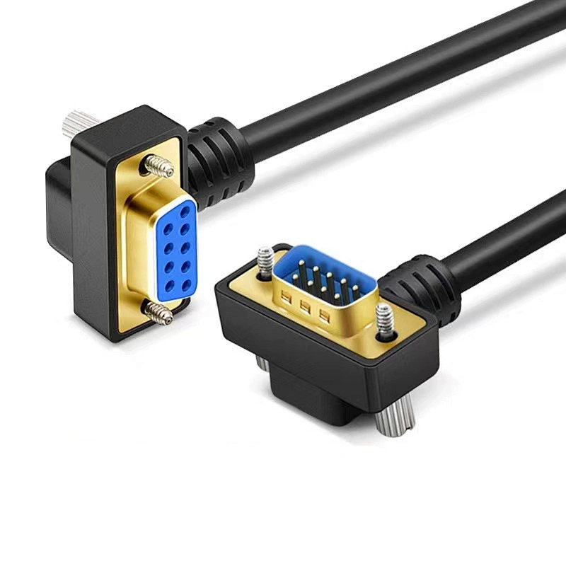 OEM 270 degrees DB9P 90 degrees cable RS232 extension cable gold plated