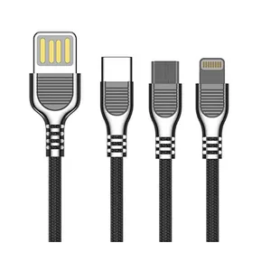 usb a -micro type c lightning zinc alloy braided cable