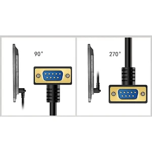 OEM 270 degrees DB9P 90 degrees cable RS232 extension cable gold plated
