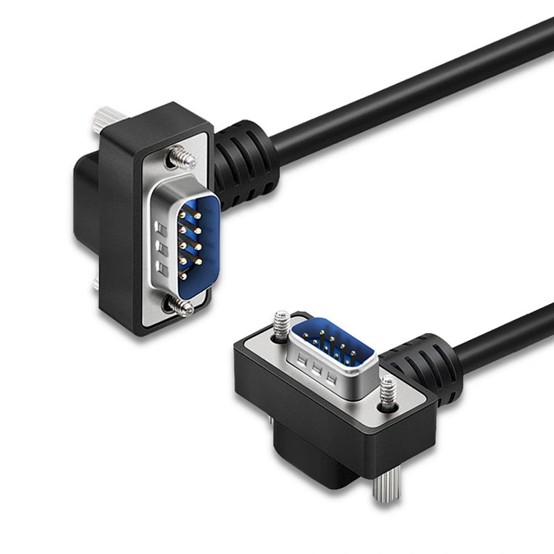 OEM 270 degrees DB9P 90 degrees cable RS232 extension cable gold plated