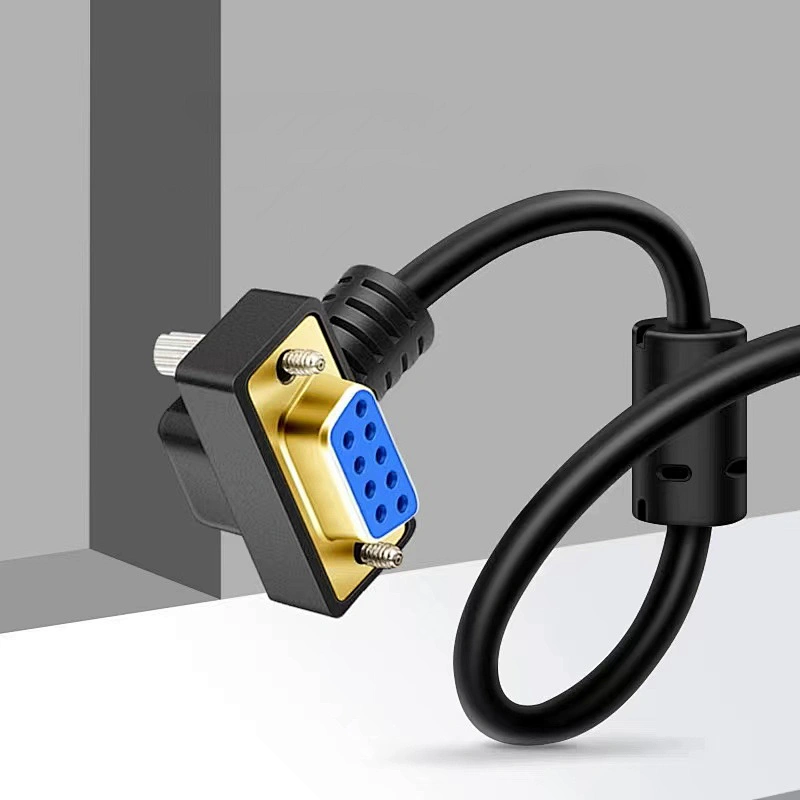 OEM 270 degrees DB9P 90 degrees cable RS232 extension cable gold plated