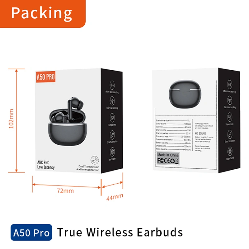A50 Pro True wireless Bluetooth Earbuds Earphone factory private model