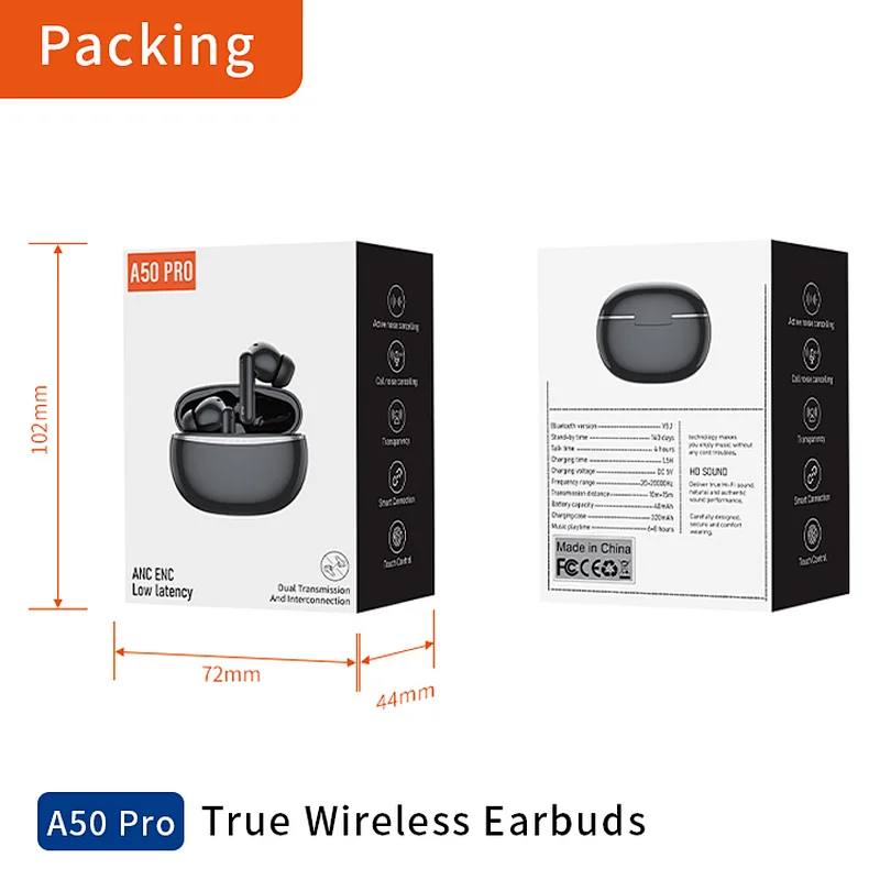 A50 Pro True wireless Bluetooth Earbuds Earphone factory private model