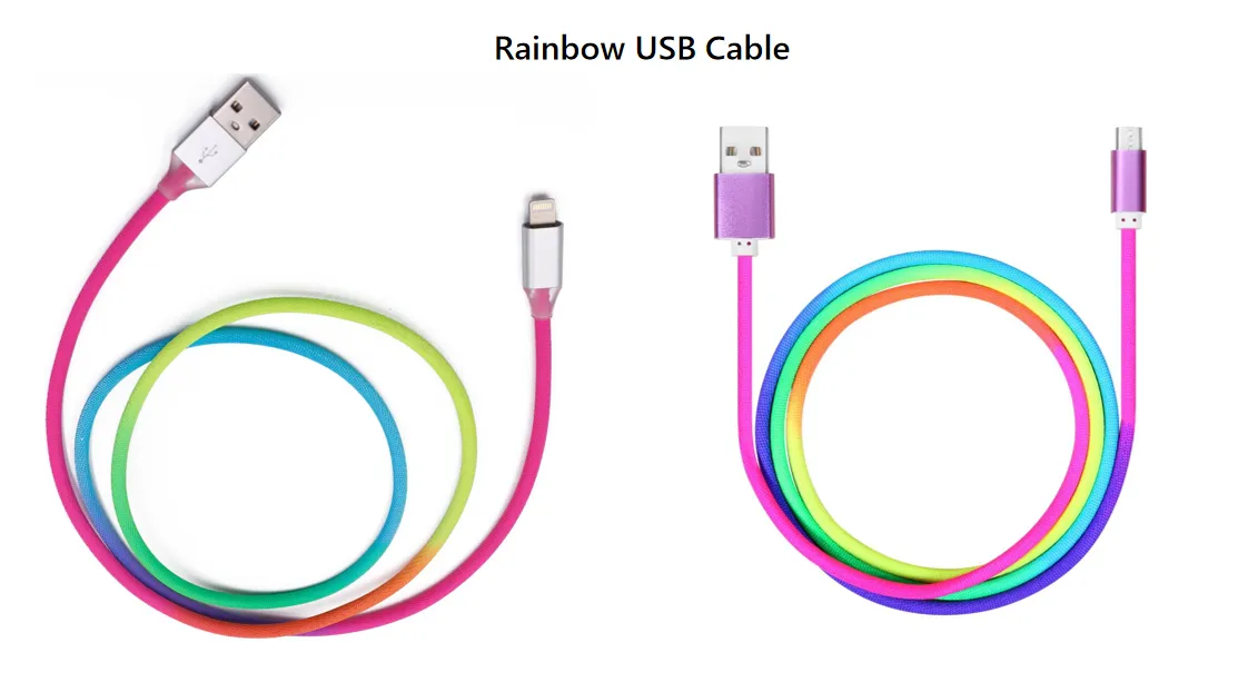 rainbow color phone cable