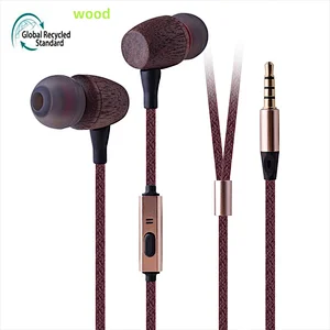 GRS wooden wire earphones with microphone