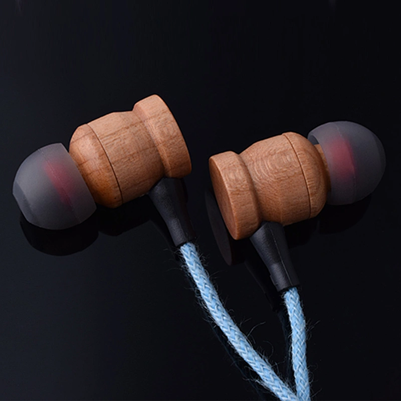 GRS wooden wire earphones with microphone