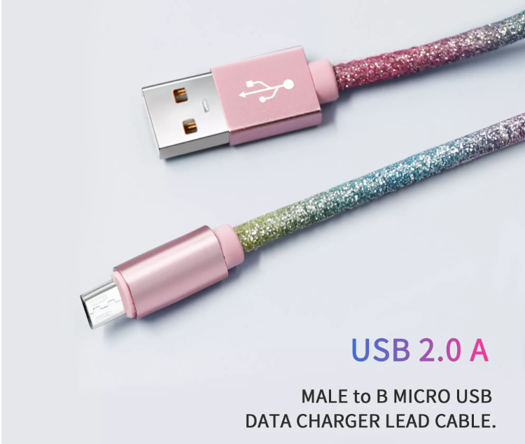 PU glitter usb cable