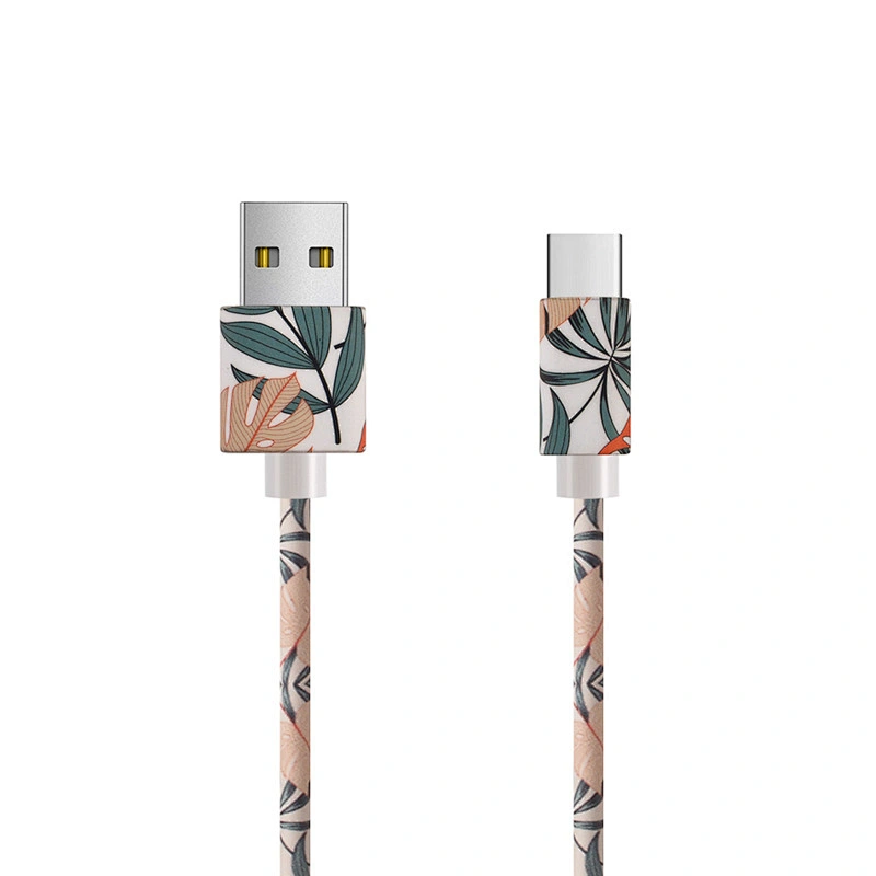pattern PU Leather cable prints usb data cable