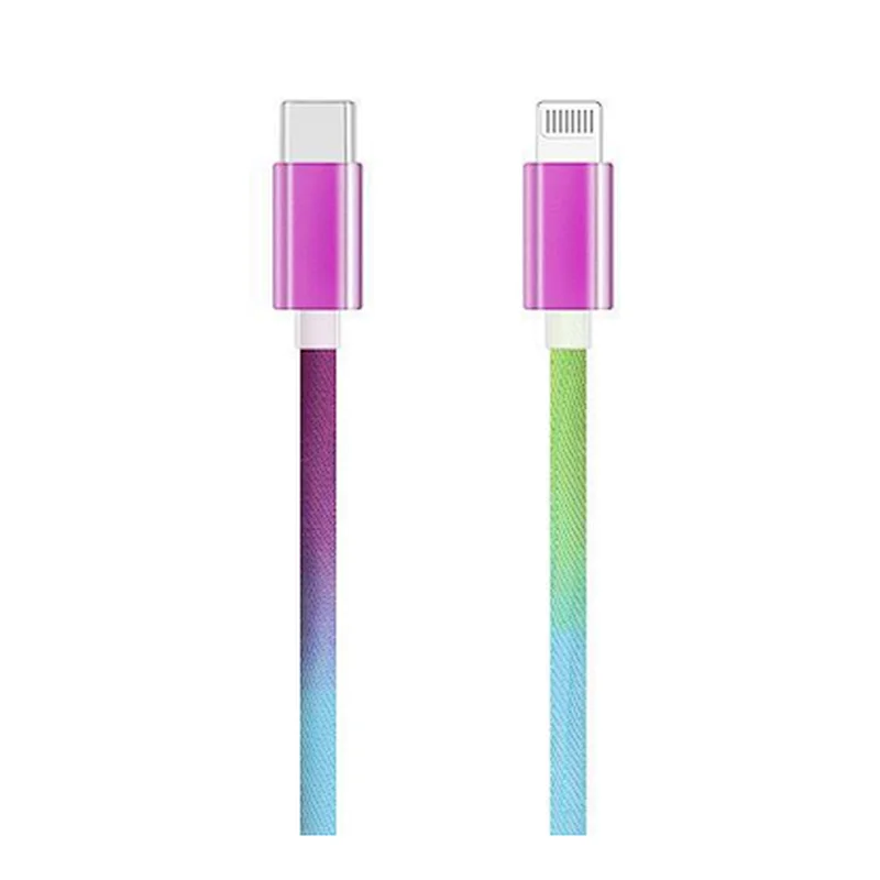 Rainbow Fabric USB Cable