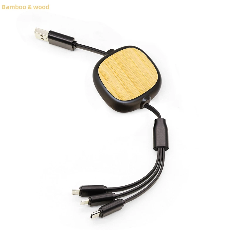 Bamboo and wood 3 in 1 cable