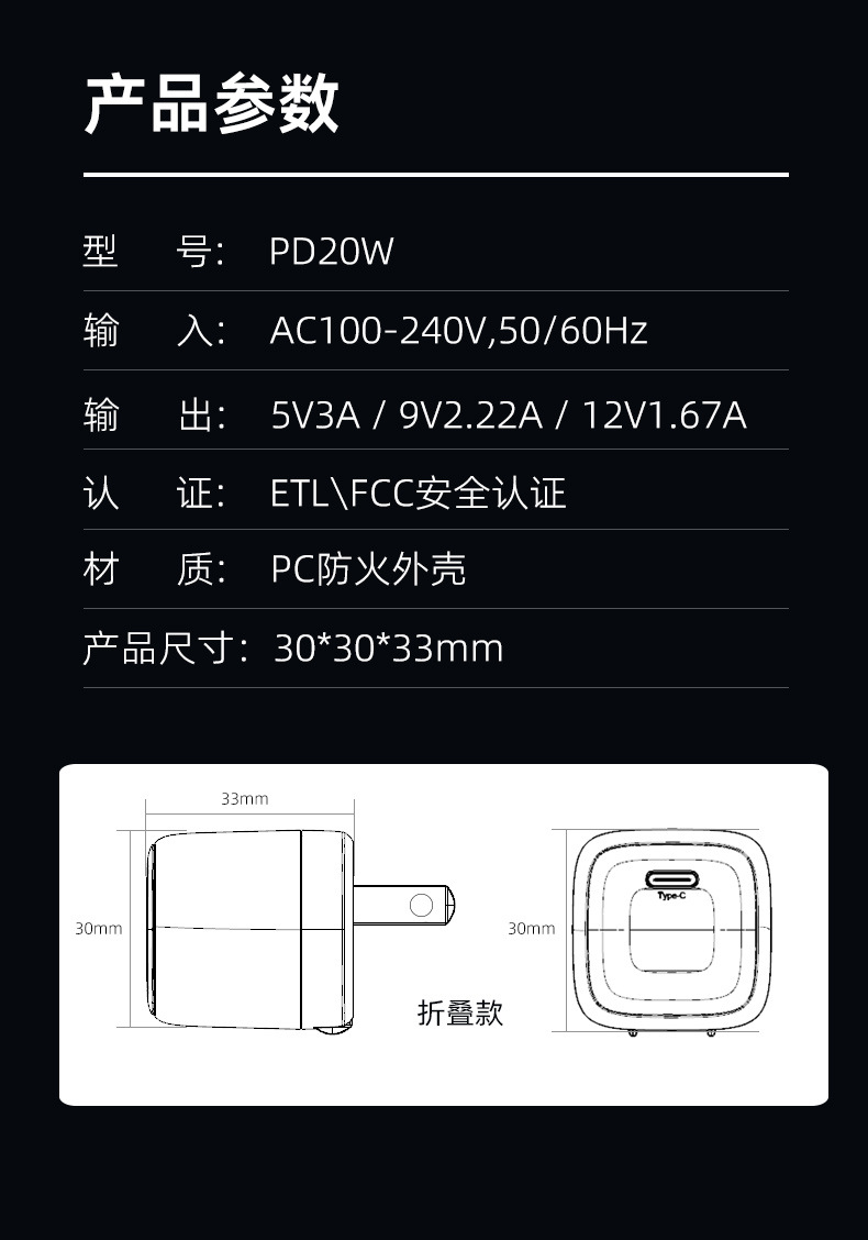 ETL pd20w wall Charger