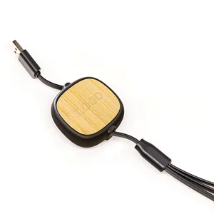 Bamboo and wood 3 in 1 cable