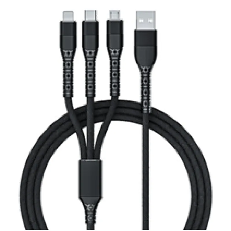 Twill cloth braided + Aluminum +TPE 5 A max current 3 in 1 cable