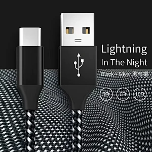 ul cable braided usb c cable usb c 3a fast charging cable