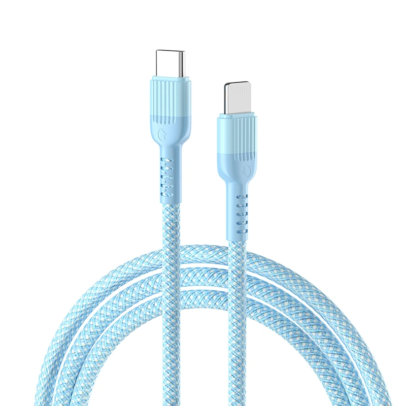 PD 20W braided macaron PVC  cable blue