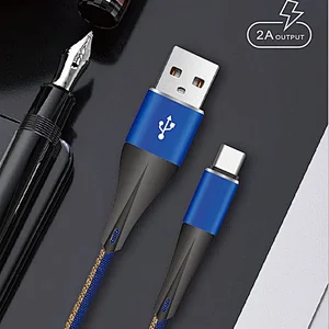 usb a -type c braided aluminum alloy blue cable